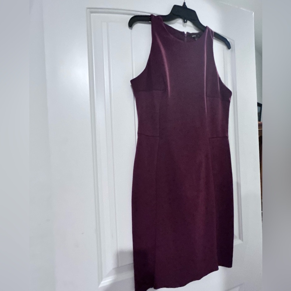 MNG Suit Sleeveless Midi Dress in Deep Burgundy Large